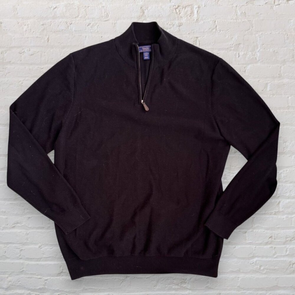Wilkens Bros Heritage Collection Black 1/4 Quarter Zip Cotton Sweater Mens XXL